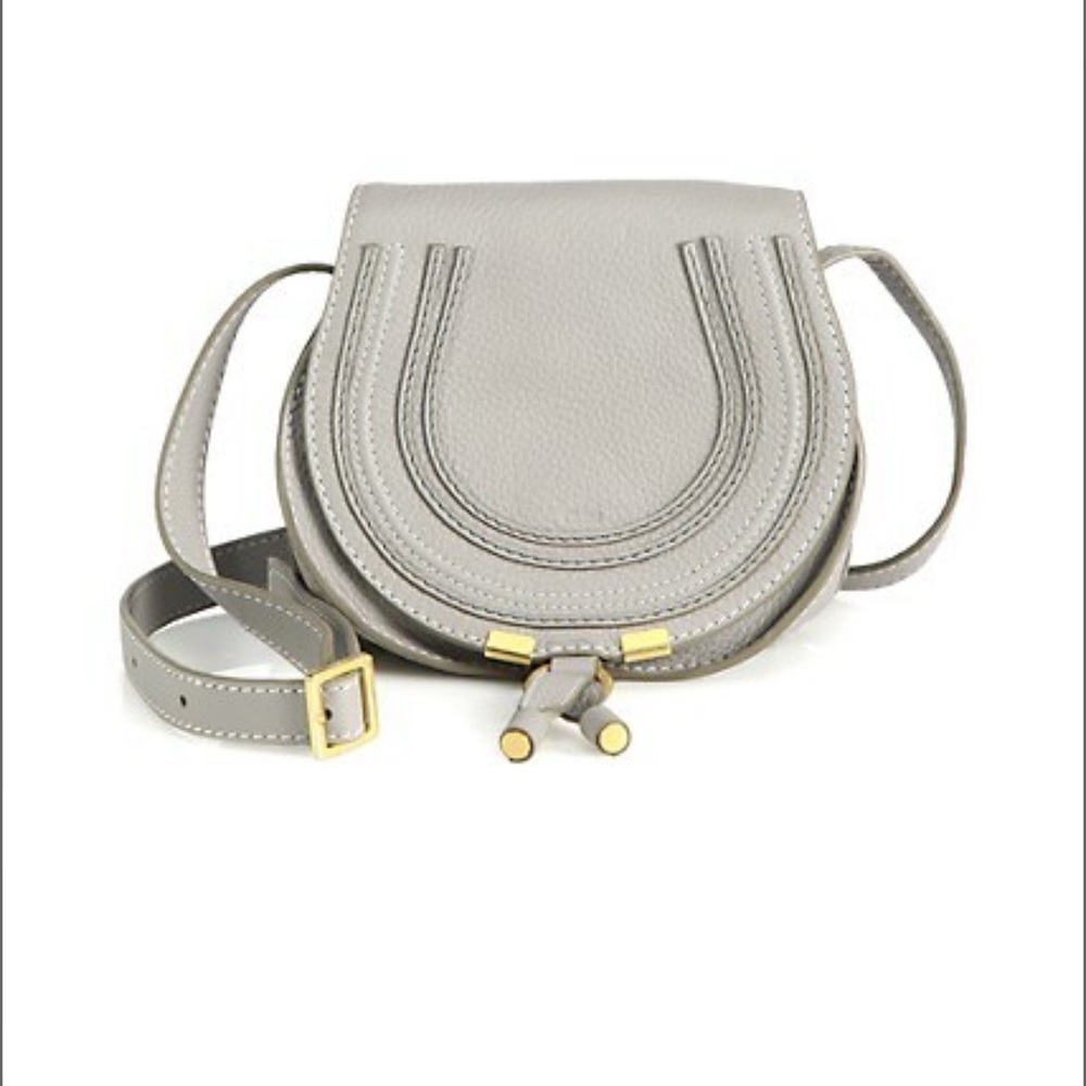 Chloe small Marcie leather bag saddle crossbody in Grey